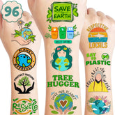 (96 PCS) Earth Day Eco Green Save Planet Temporary Tattoos Birthday Themed Party Supplies Decorations Favors Cute Environmental Protection Stickers Tattoo Gifts for Kids Girls Boys Decor Class Reward